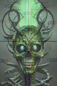 an image of a skeleton with horns on his head