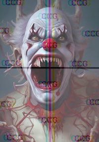 an image of a clown with his mouth open